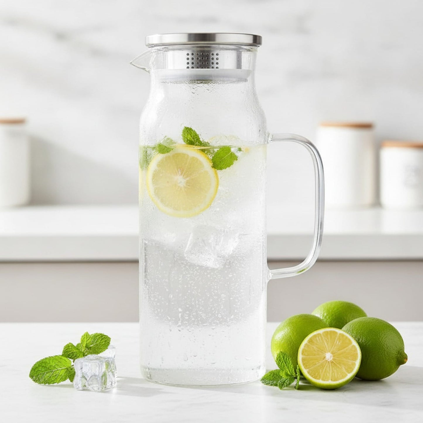 Théière Théière en Verre Borosilicaté avec Couvercle Inox
