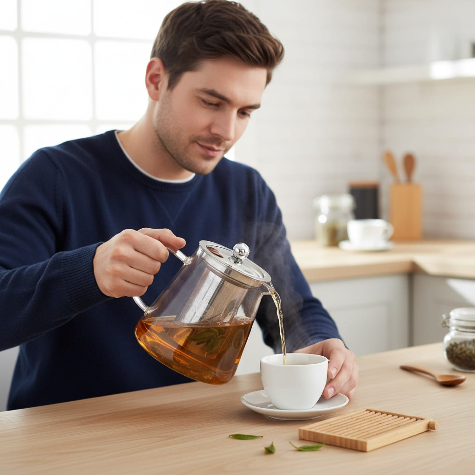 Théière Théière en verre borosilicate avec filtre inox