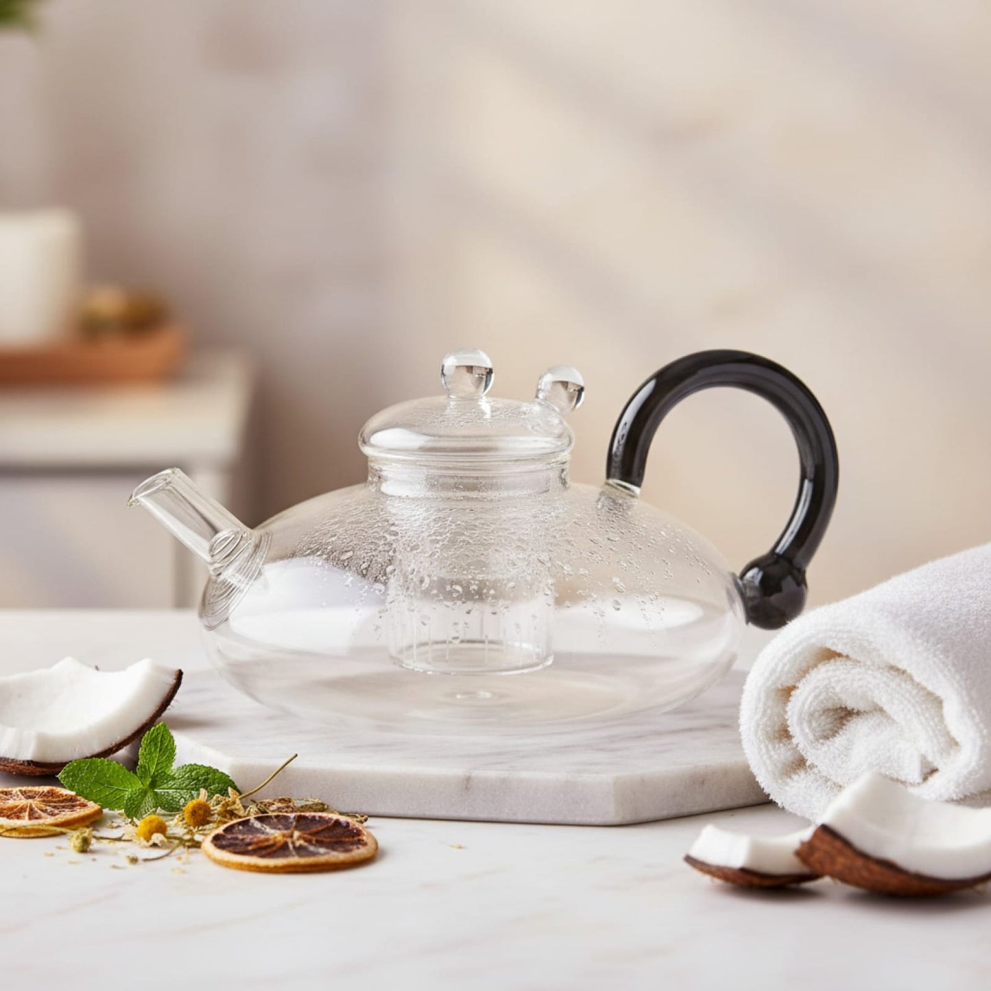 Théière Théière en Verre Borosilicate avec Infuseur - Design Moderne Élégant