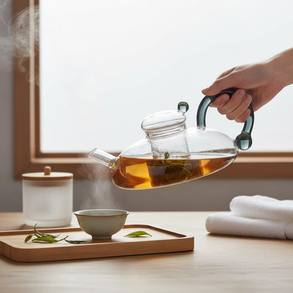 Théière Théière en Verre Borosilicate avec Infuseur - Design Moderne Élégant