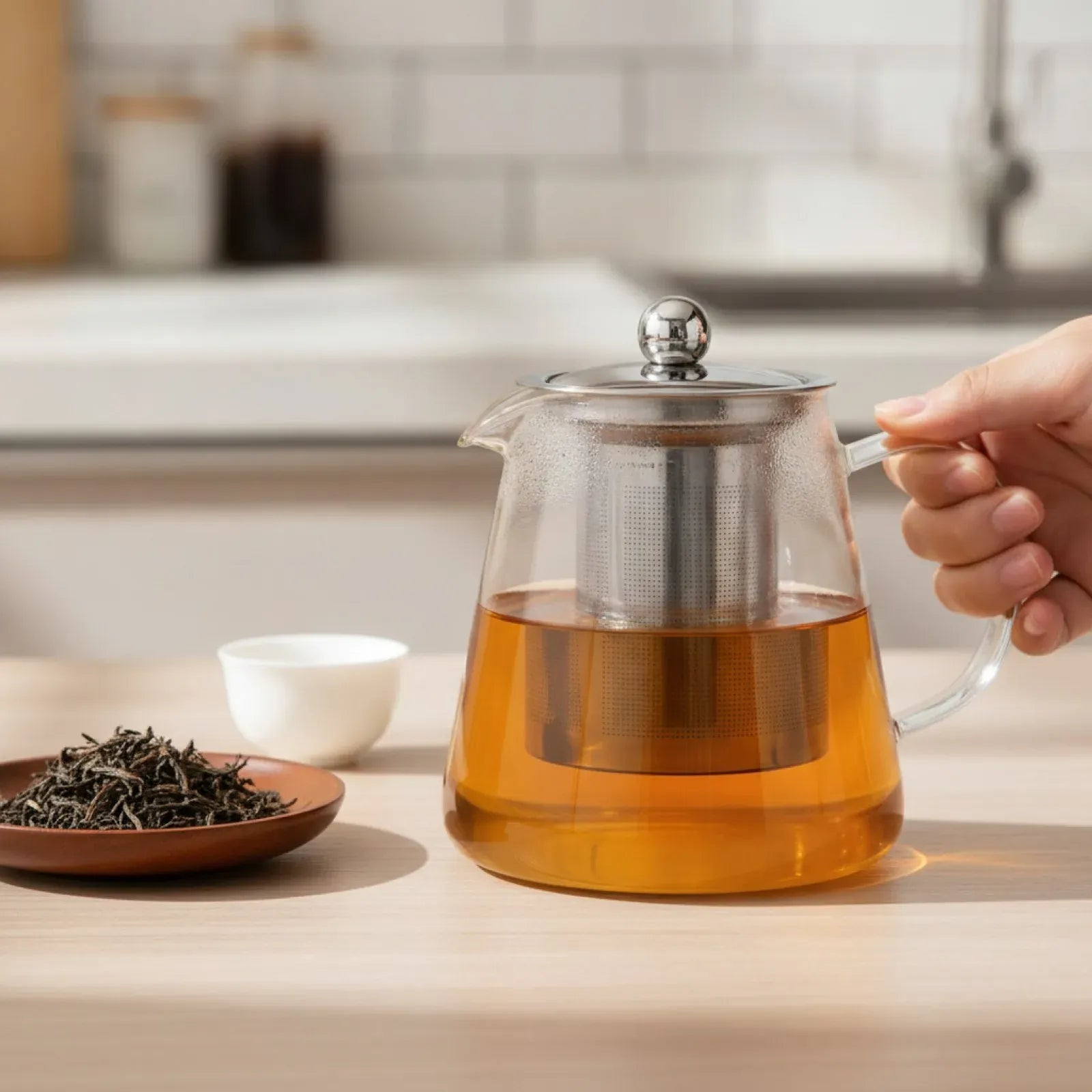 Théière Théière en Verre Borosilicate avec Infuseur Inox
