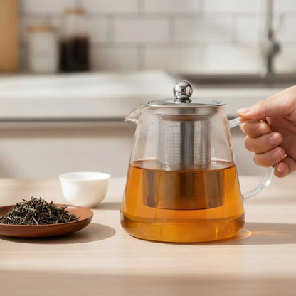 Théière Théière en Verre Borosilicate avec Infuseur Inox