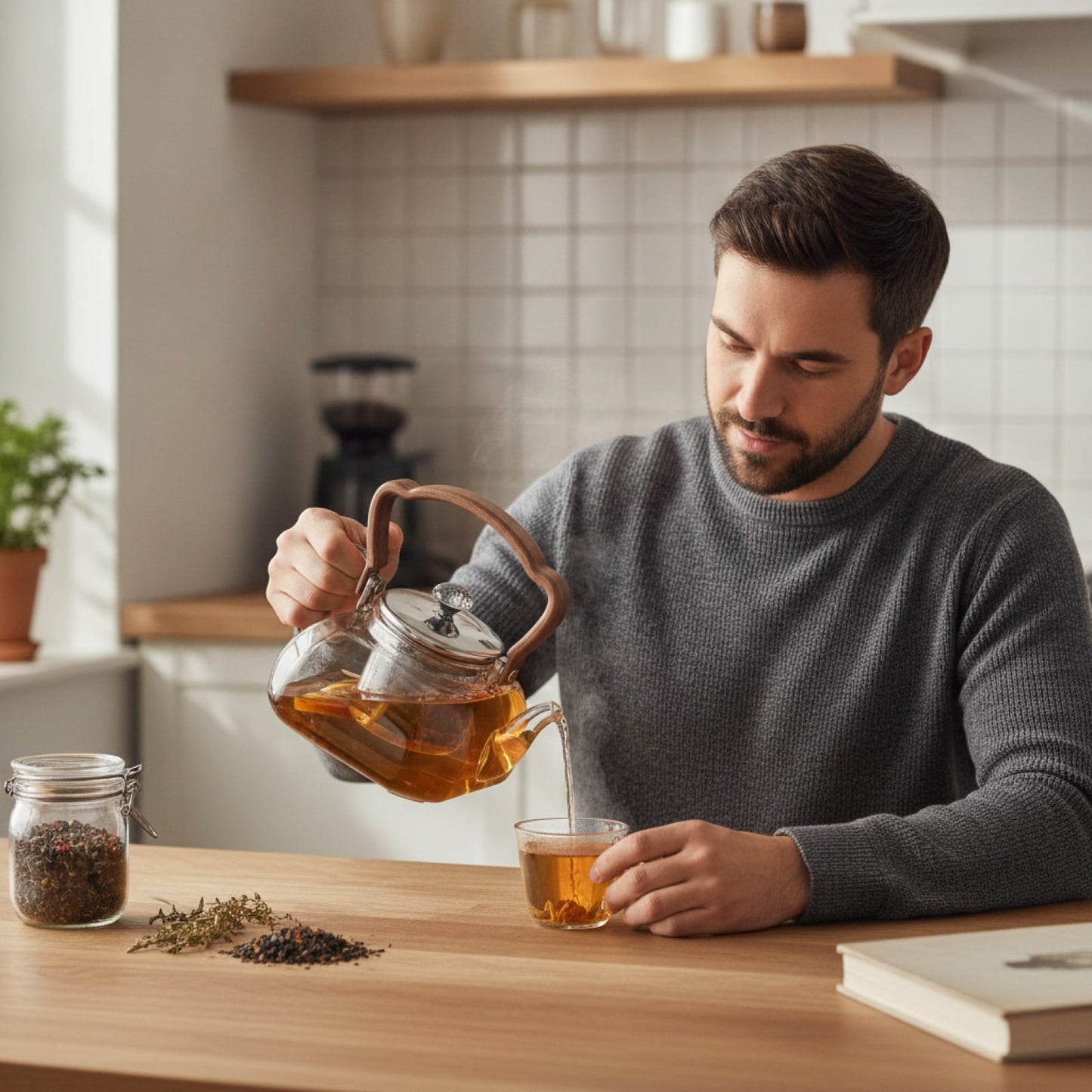 Théière Théière en Verre Borosilicate Résistante à la Chaleur - Design Élégant