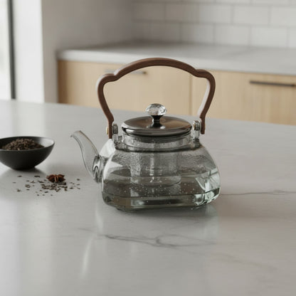 Théière Théière en Verre Borosilicate Résistante à la Chaleur - Design Élégant