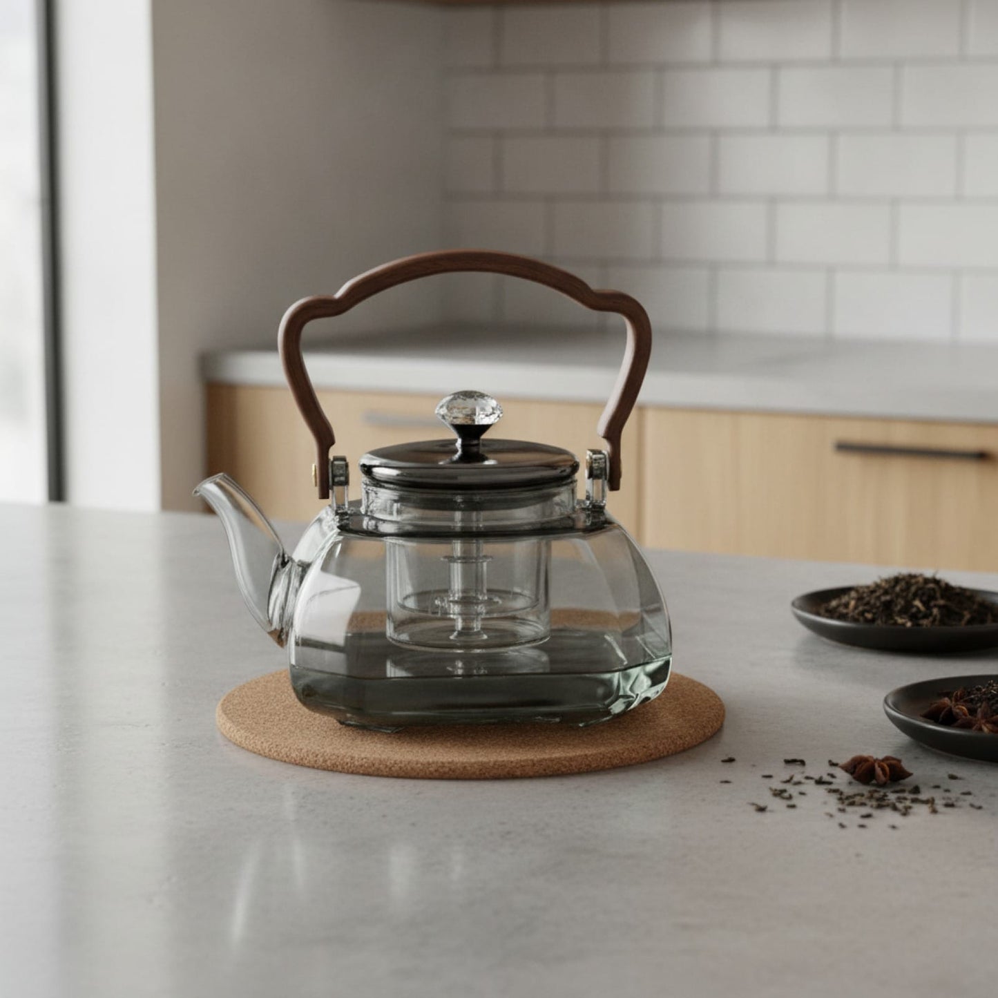 Théière Théière en Verre Borosilicate Résistante à la Chaleur - Design Élégant