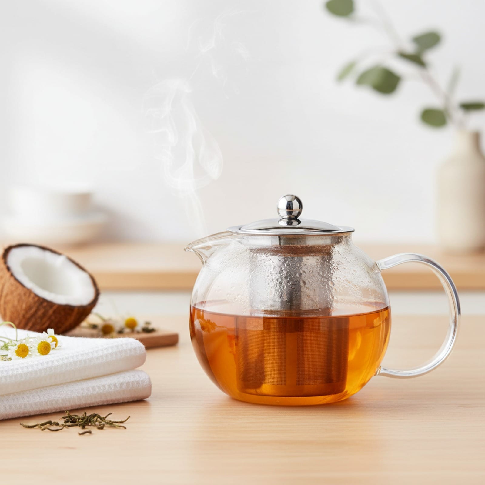 Théière Théière en Verre Grande Capacité avec Infuseur - Idéale pour Thé en Vrac