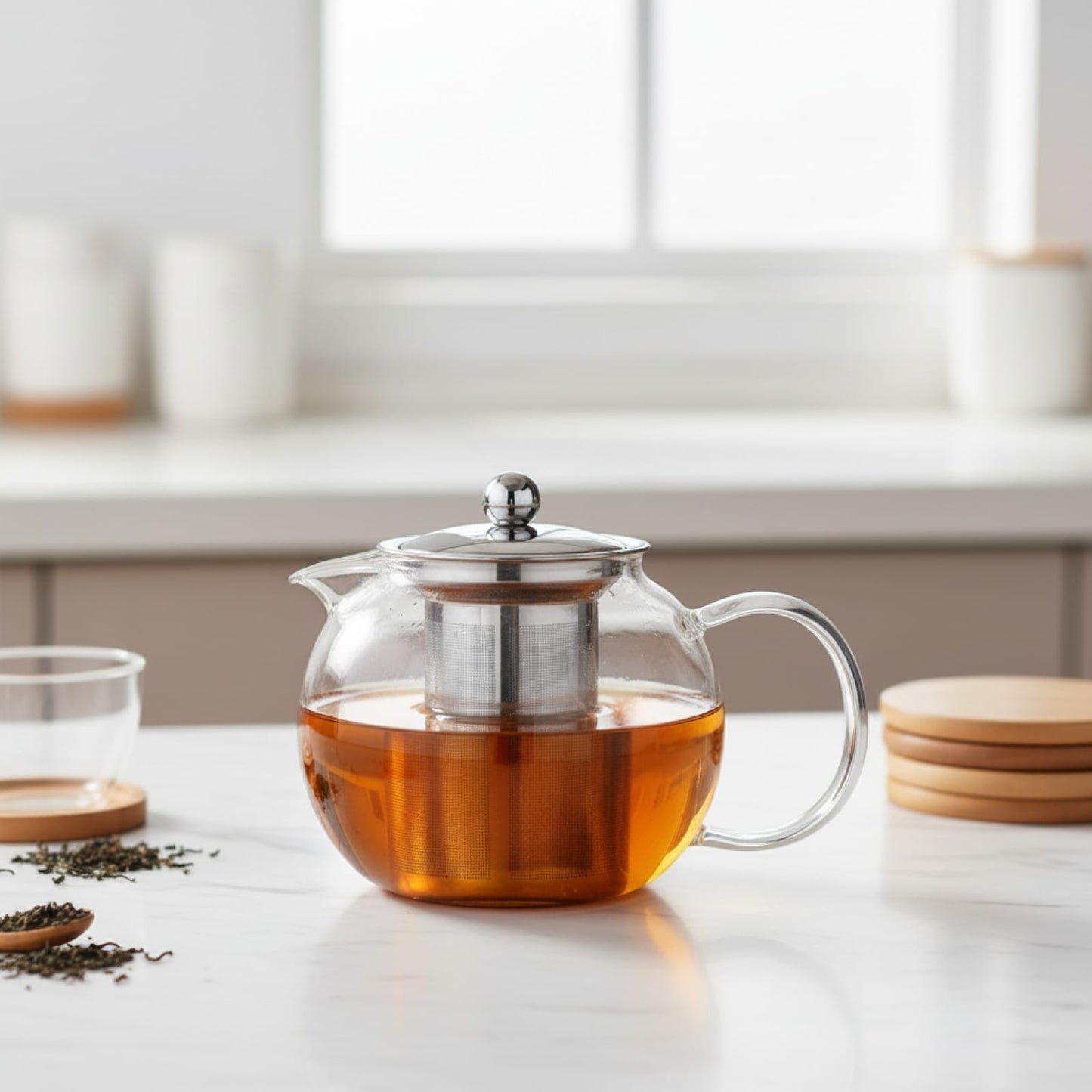Théière Théière en Verre Grande Capacité avec Infuseur - Idéale pour Thé en Vrac