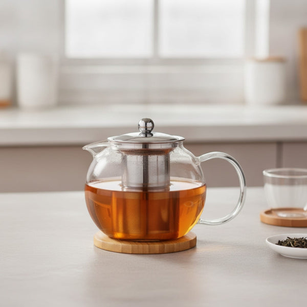Théière Théière en Verre Grande Capacité avec Infuseur - Idéale pour Thé en Vrac