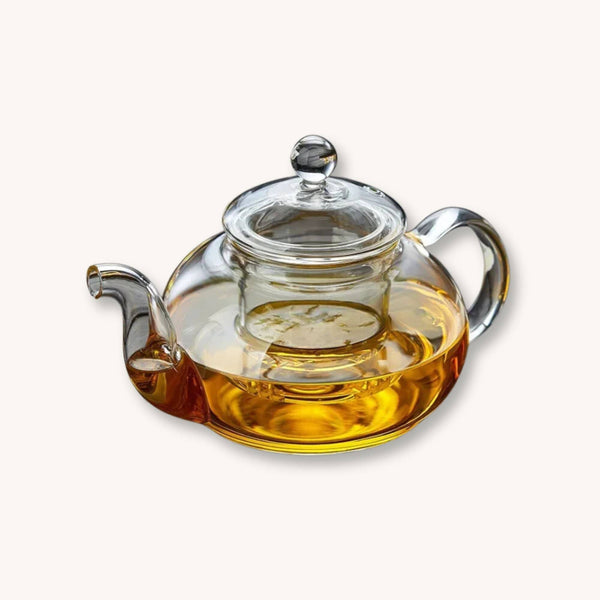 Théière en verre pour thé fleurissant