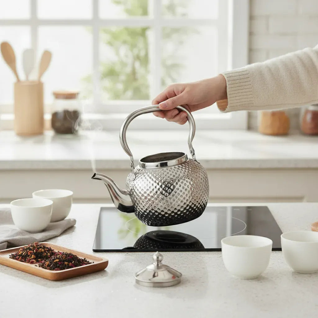 Théière Théière Inox Martelé Design Induction 1.2L