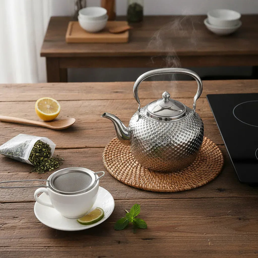 Théière Théière Inox Martelé Design Induction 1.2L