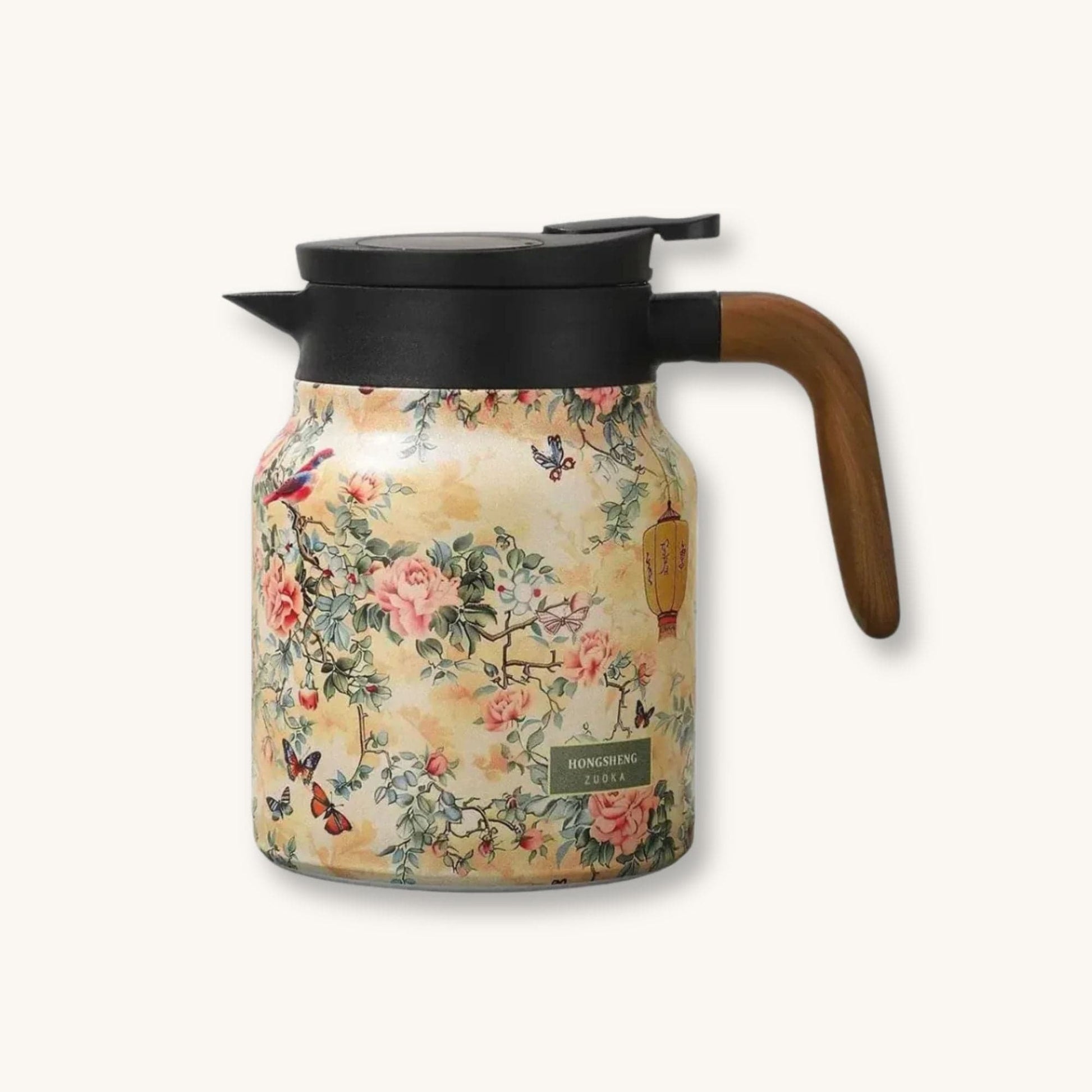 Théière isotherme motif floral vintage