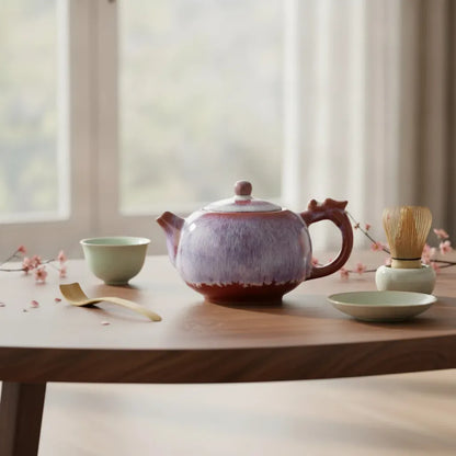 Théière Théière Japonaise Céramique Émail Flammé : Sublimez vos Thés avec Élégance
