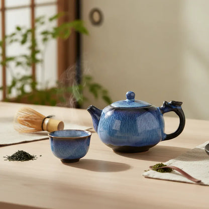 Théière Théière Japonaise Céramique Émail Flammé : Sublimez vos Thés avec Élégance