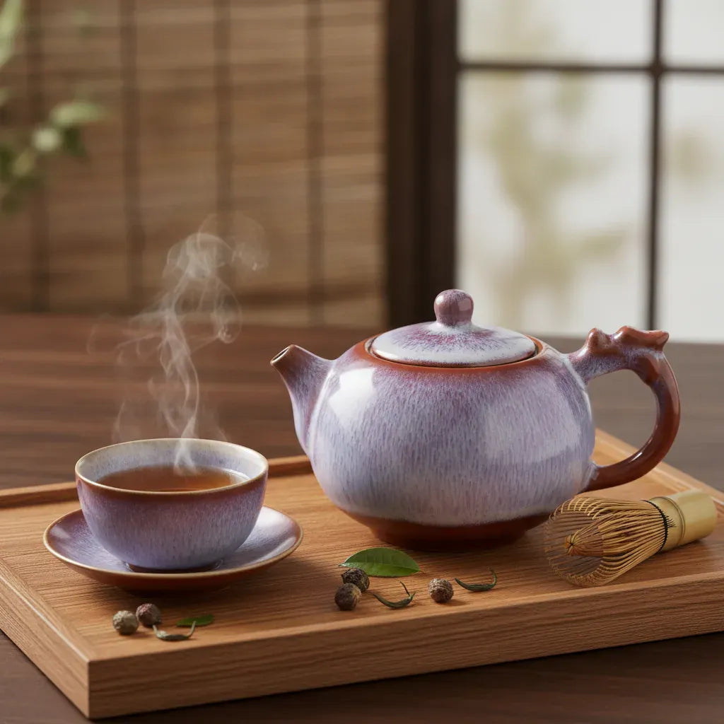 Théière Théière Japonaise Céramique Émail Flammé : Sublimez vos Thés avec Élégance