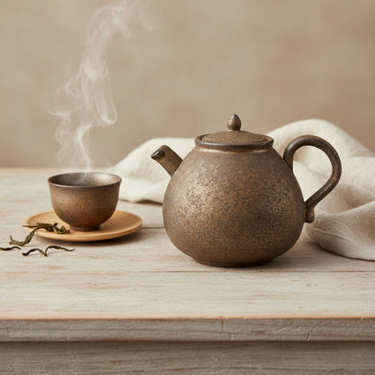 Théière Théière Japonaise en Céramique Rouille Zen - Design Artisanal & Sérénité
