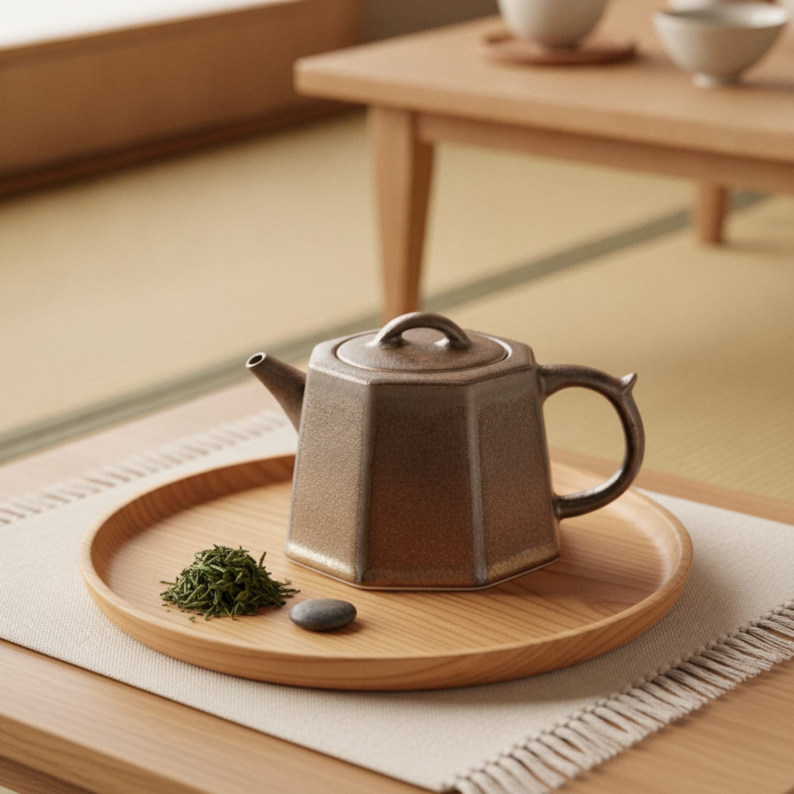 Théière Théière Japonaise Vintage en Céramique Texturée - Élégance Traditionnelle