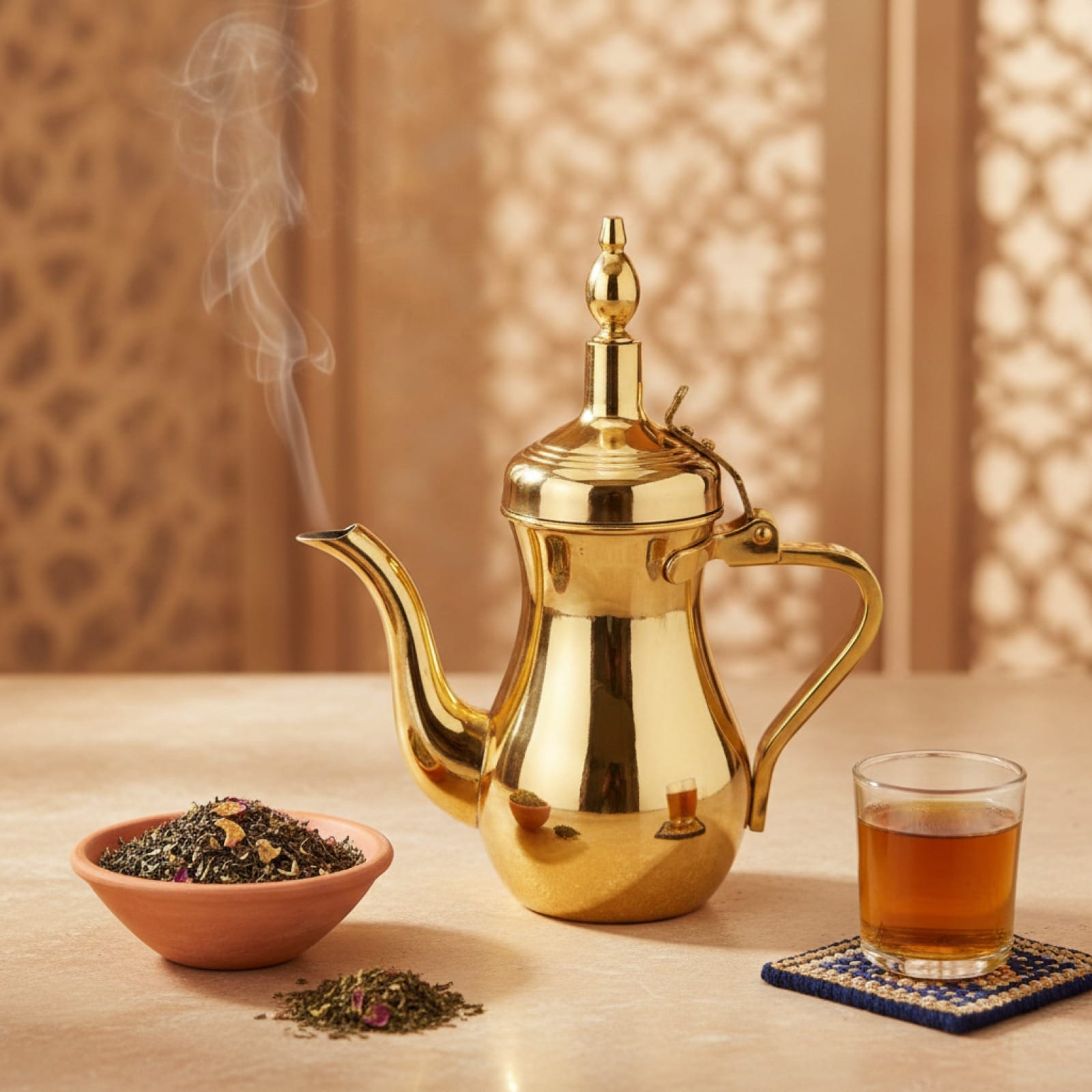 Théière Théière Marocaine Dorée Inox | Or du Désert | Style Oriental