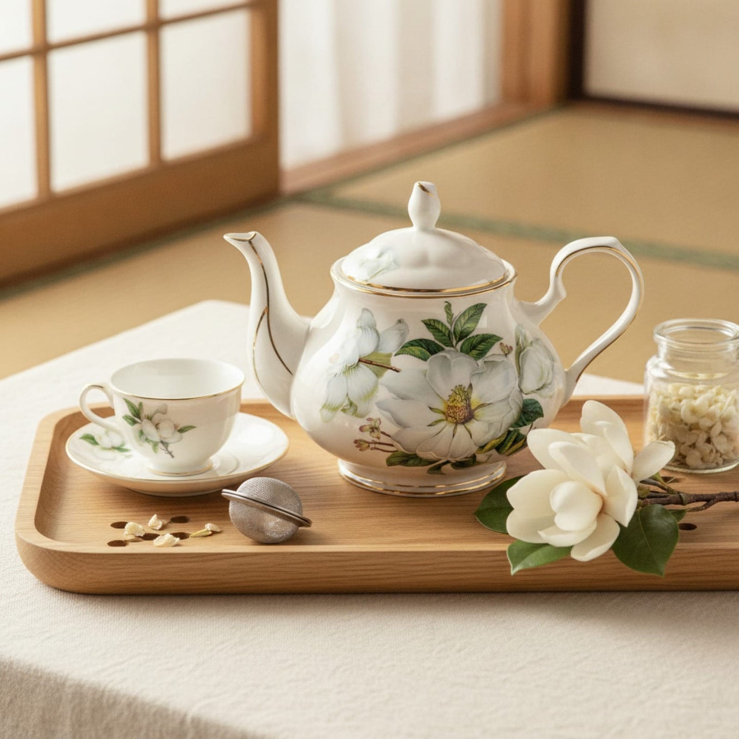 Théière Théière Vintage en Porcelaine Fine pour Cérémonie Blanche