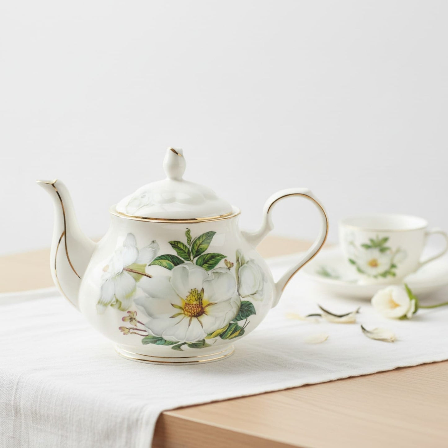 Théière Théière Vintage en Porcelaine Fine pour Cérémonie Blanche