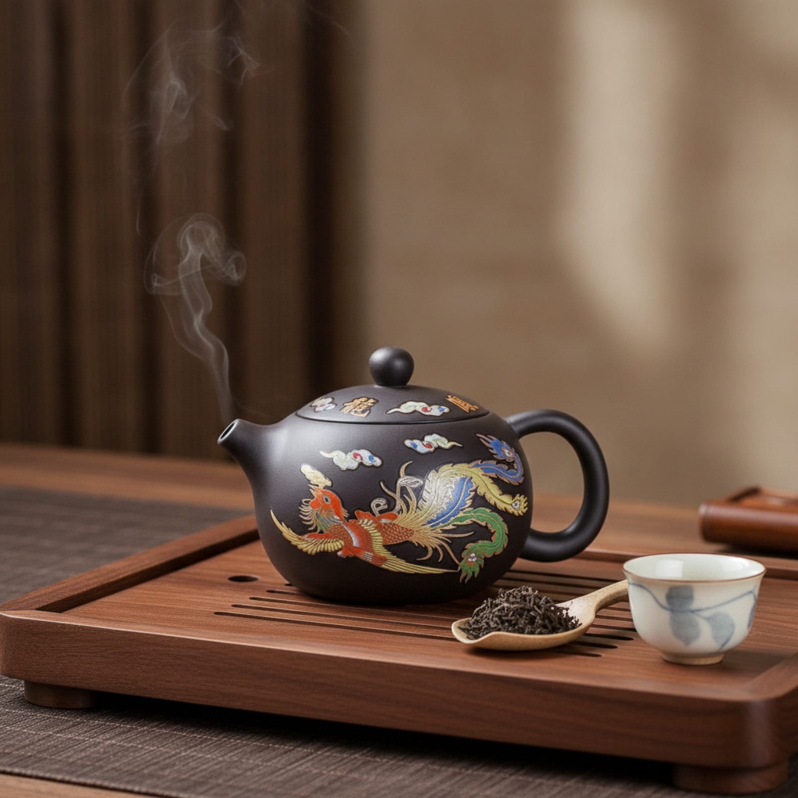 Théière Théière Yixing Argile Violette Dragon - Artisanat Chinois Authentique