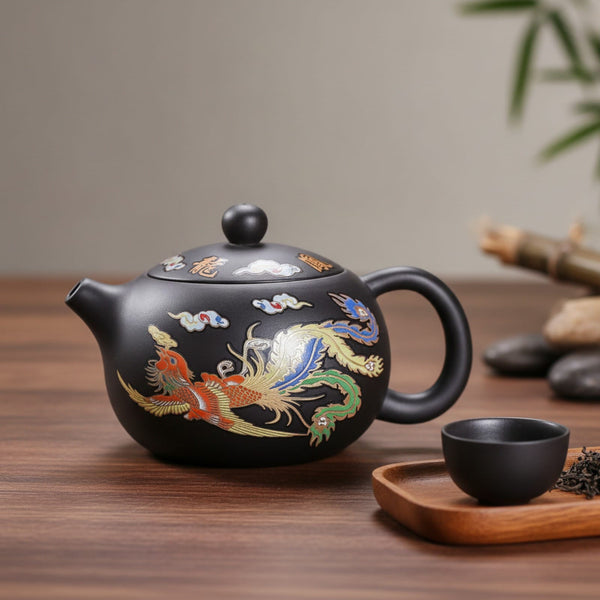Théière Théière Yixing Argile Violette Dragon - Artisanat Chinois Authentique